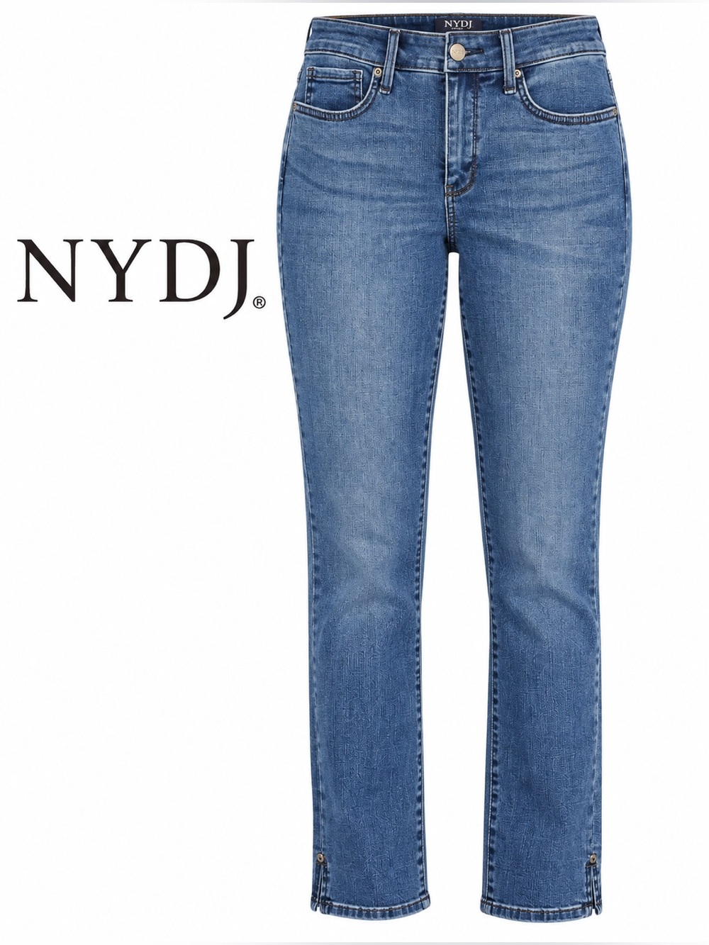 NYDJ Sheri Slim Jeans Medium Blue Wash Ankle Zip Size 6
